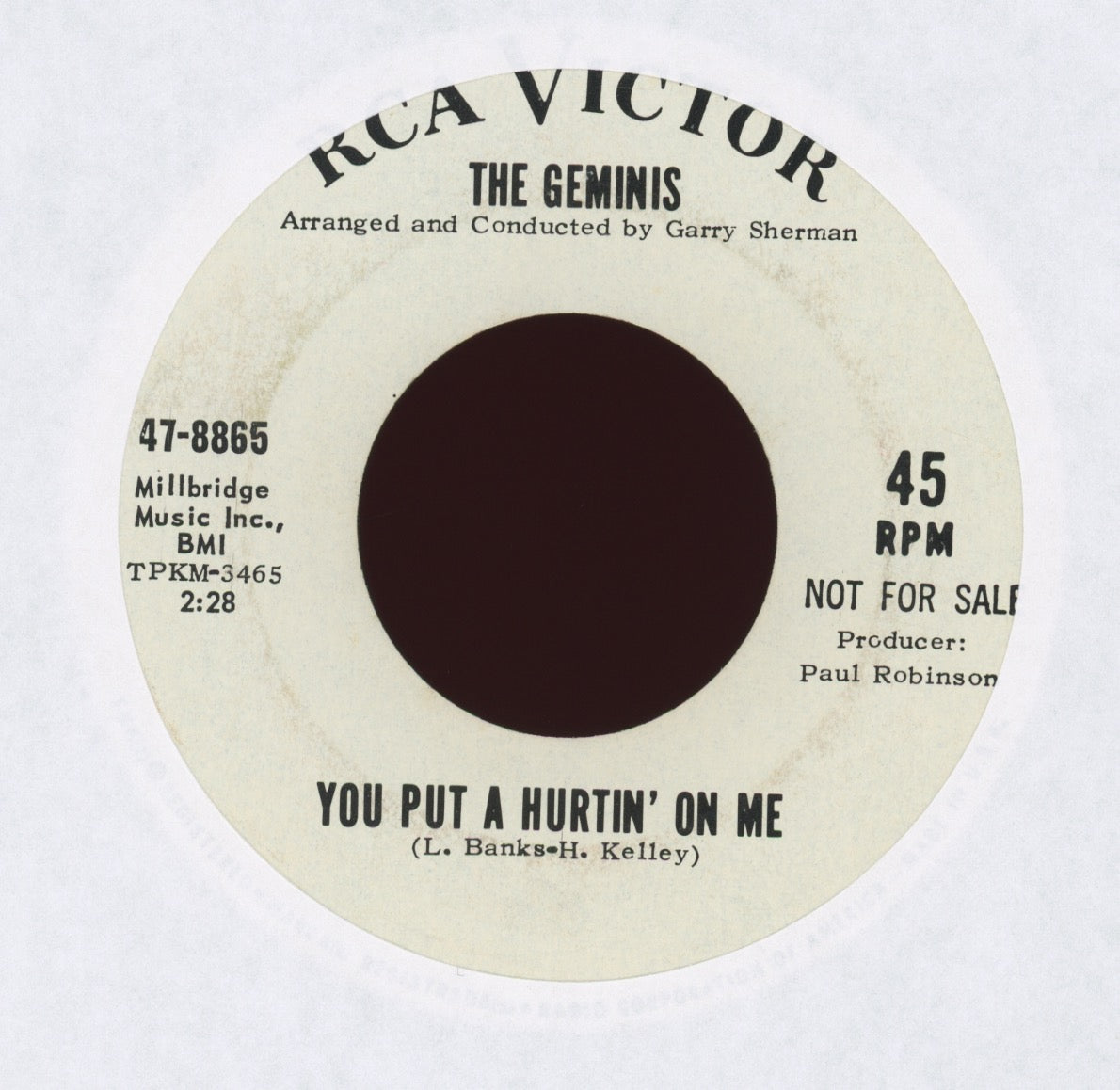 The Geminis - You Put A Hurtin' On Me on RCA Promo