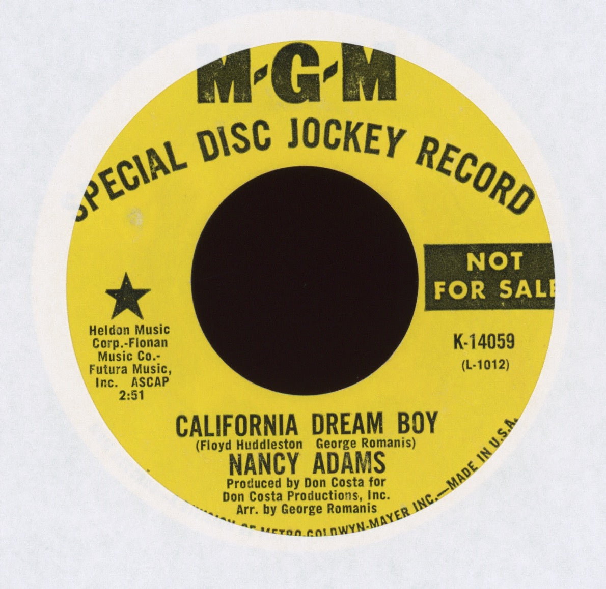 Nancy Adams - California Dream Boy on MGM Promo