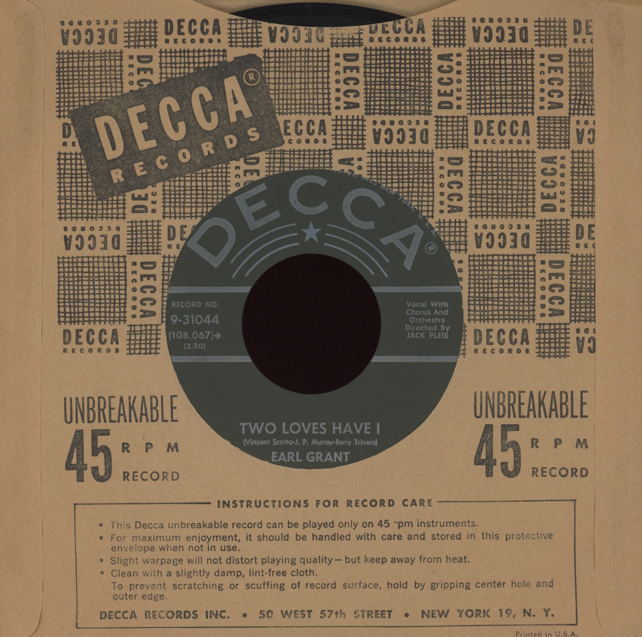 Earl Grant - House Of Bamboo on Decca