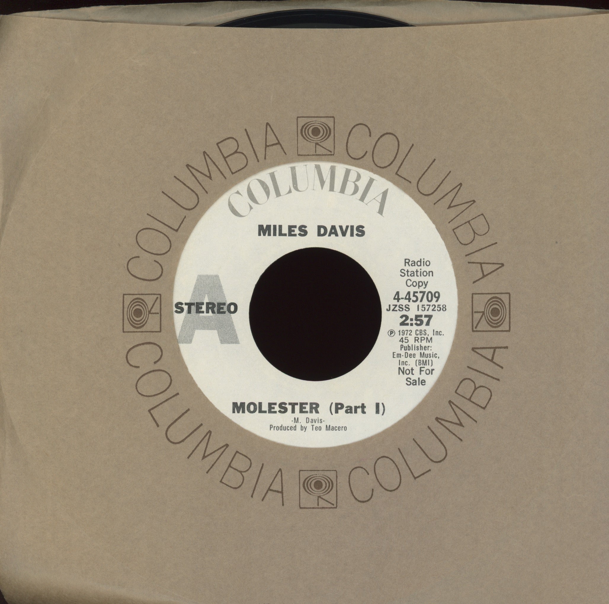 Miles Davis - Molester on Columbia Promo
