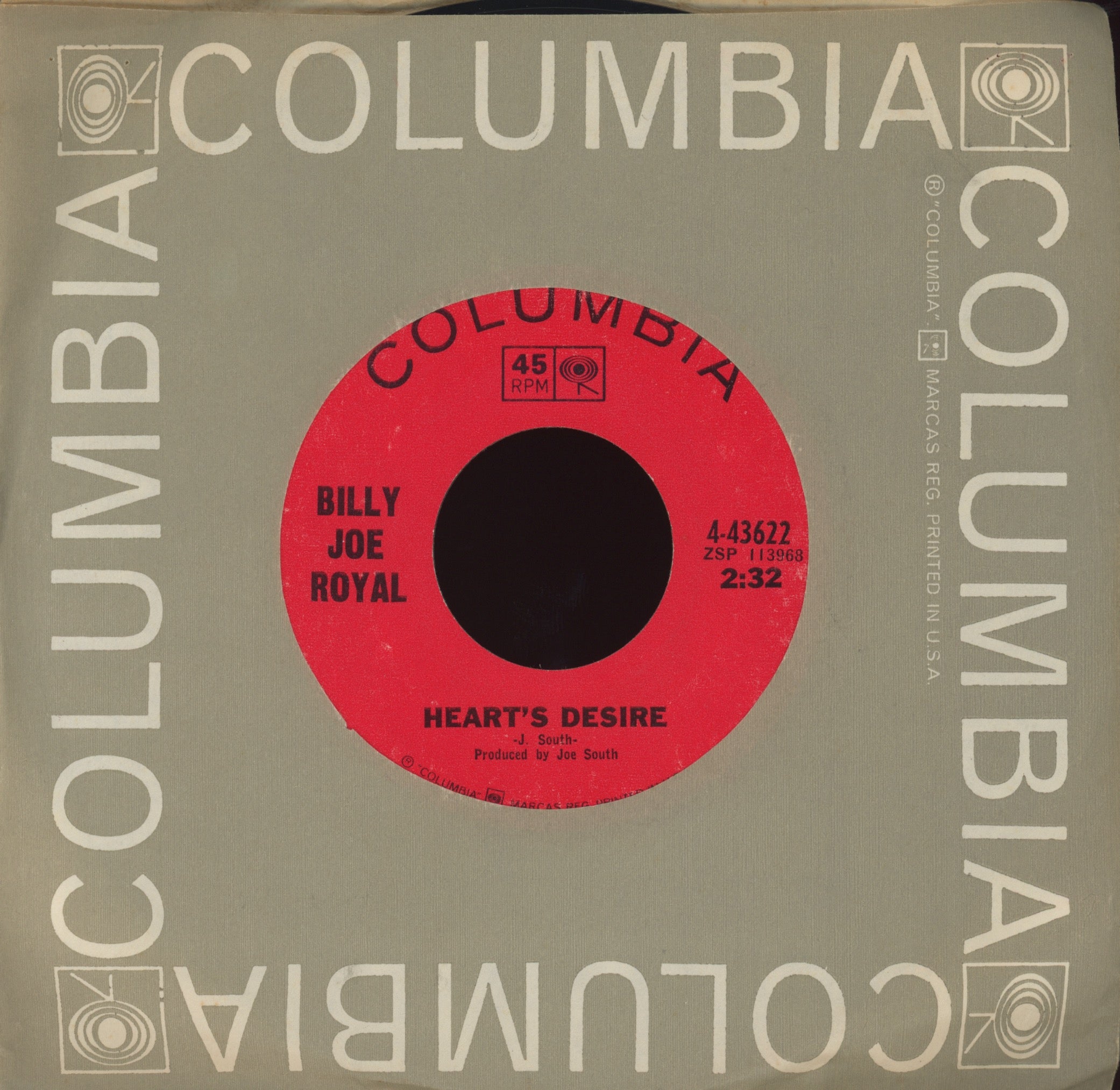 Billy Joe Royal - Heart's Desire on Columbia