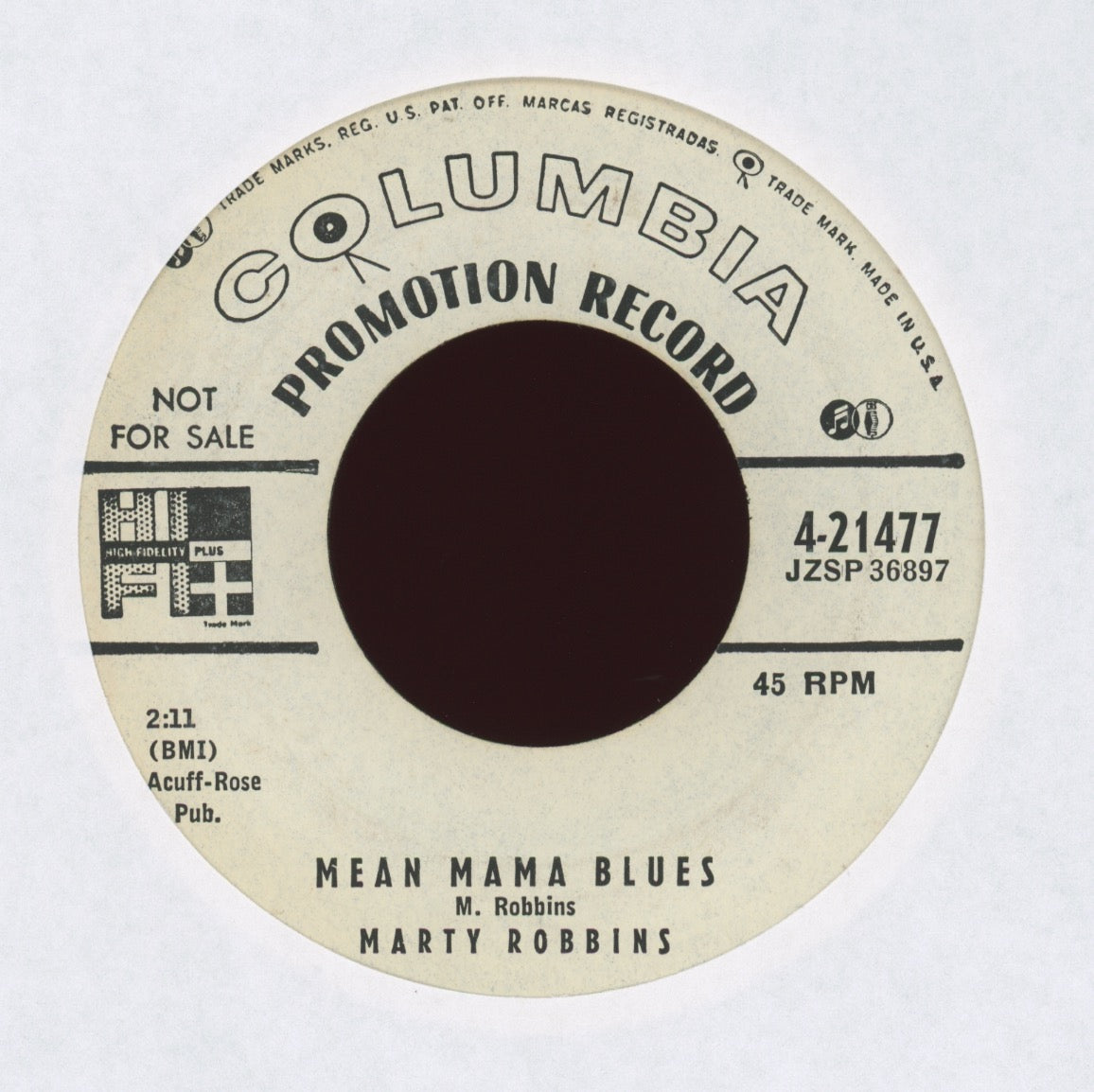 Marty Robbins - Tennessee Toddy on Columbia Promo