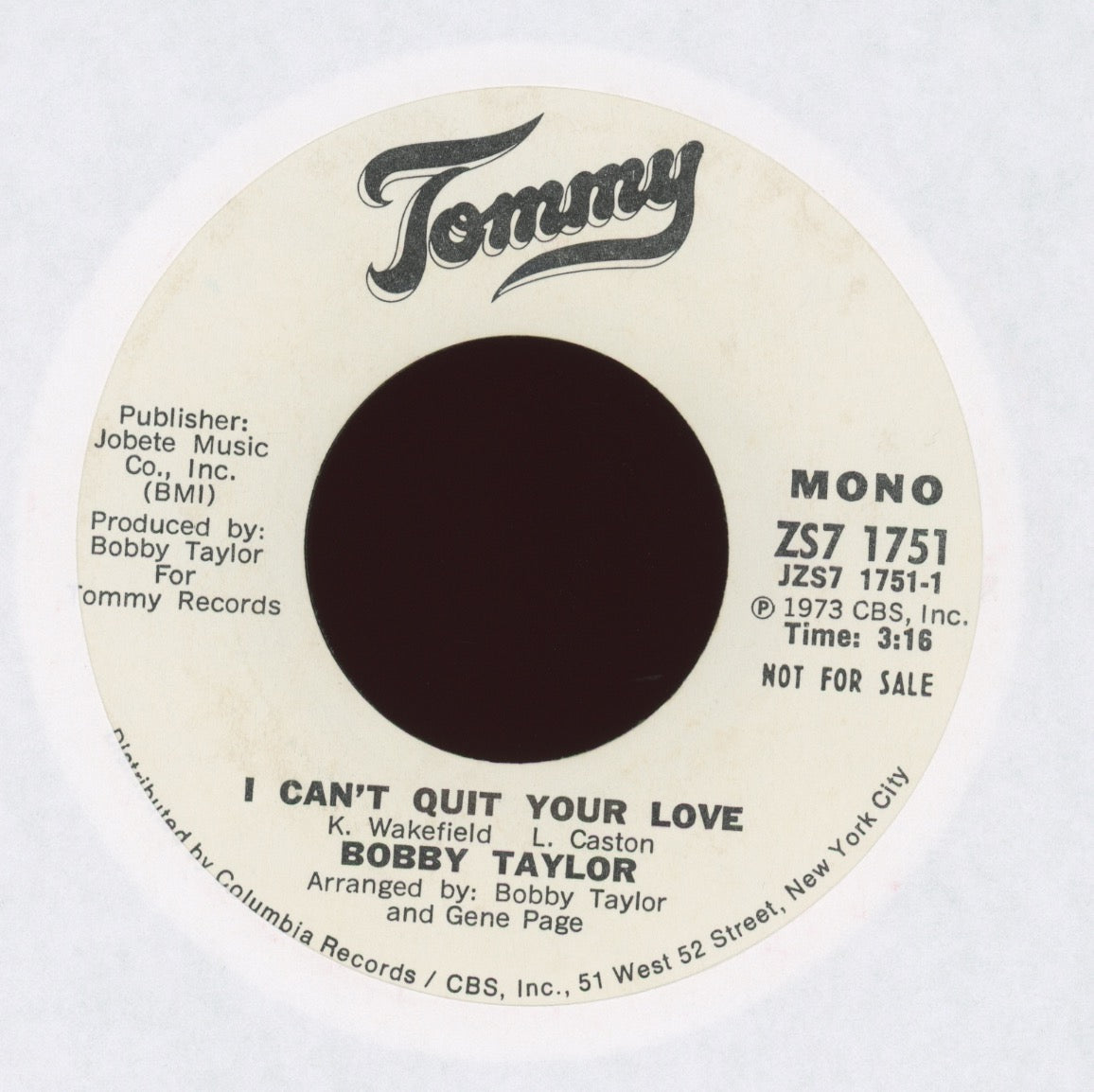 Bobby Taylor - I Can't Quit Your Love on Tommy Promo