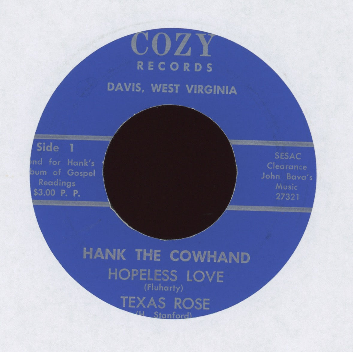 Hank The Cowhand - Popcorn Boogie on Cozy EP