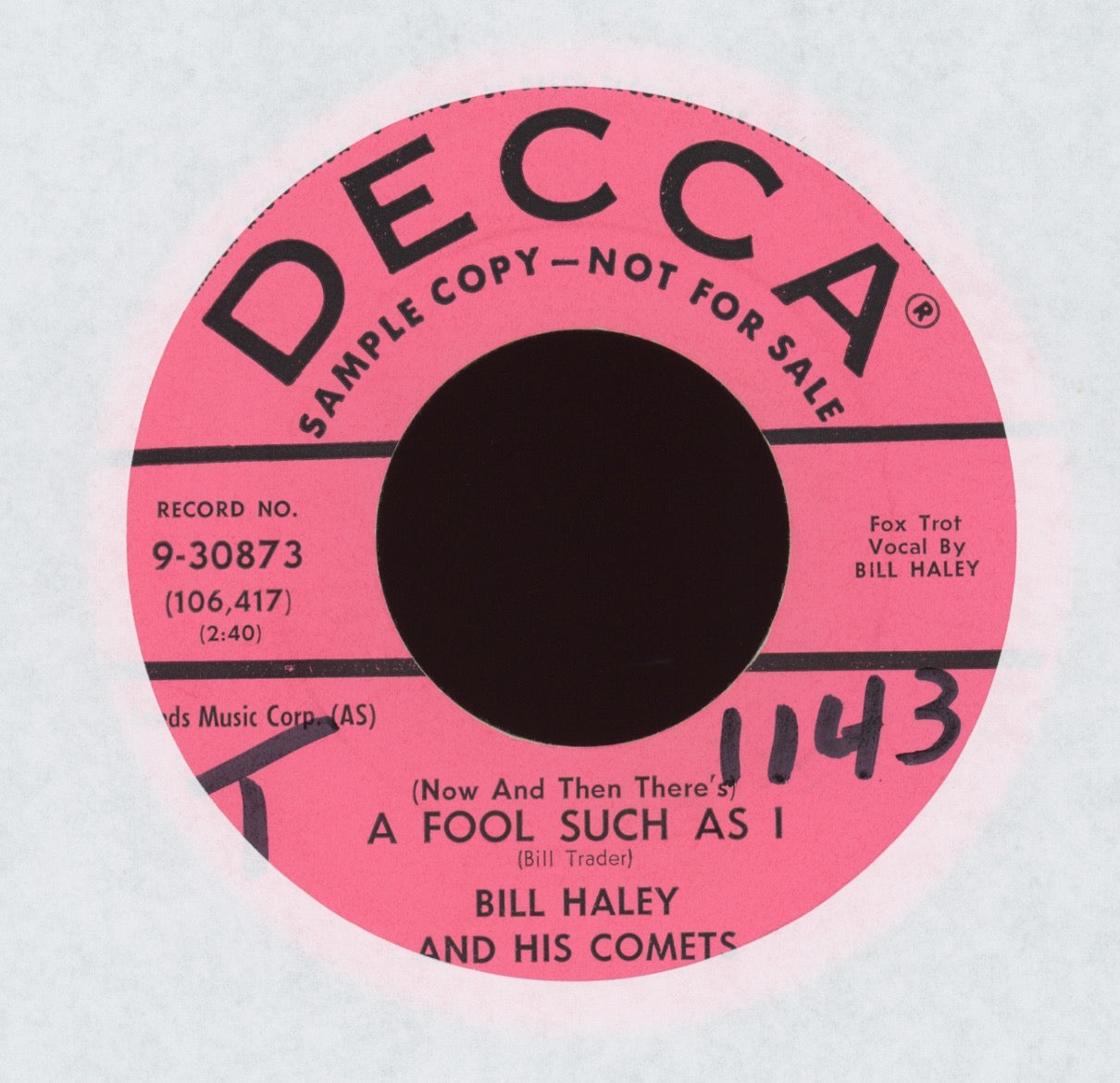 Bill Haley And His Comets - Where'd You Go Last Night on Decca Promo