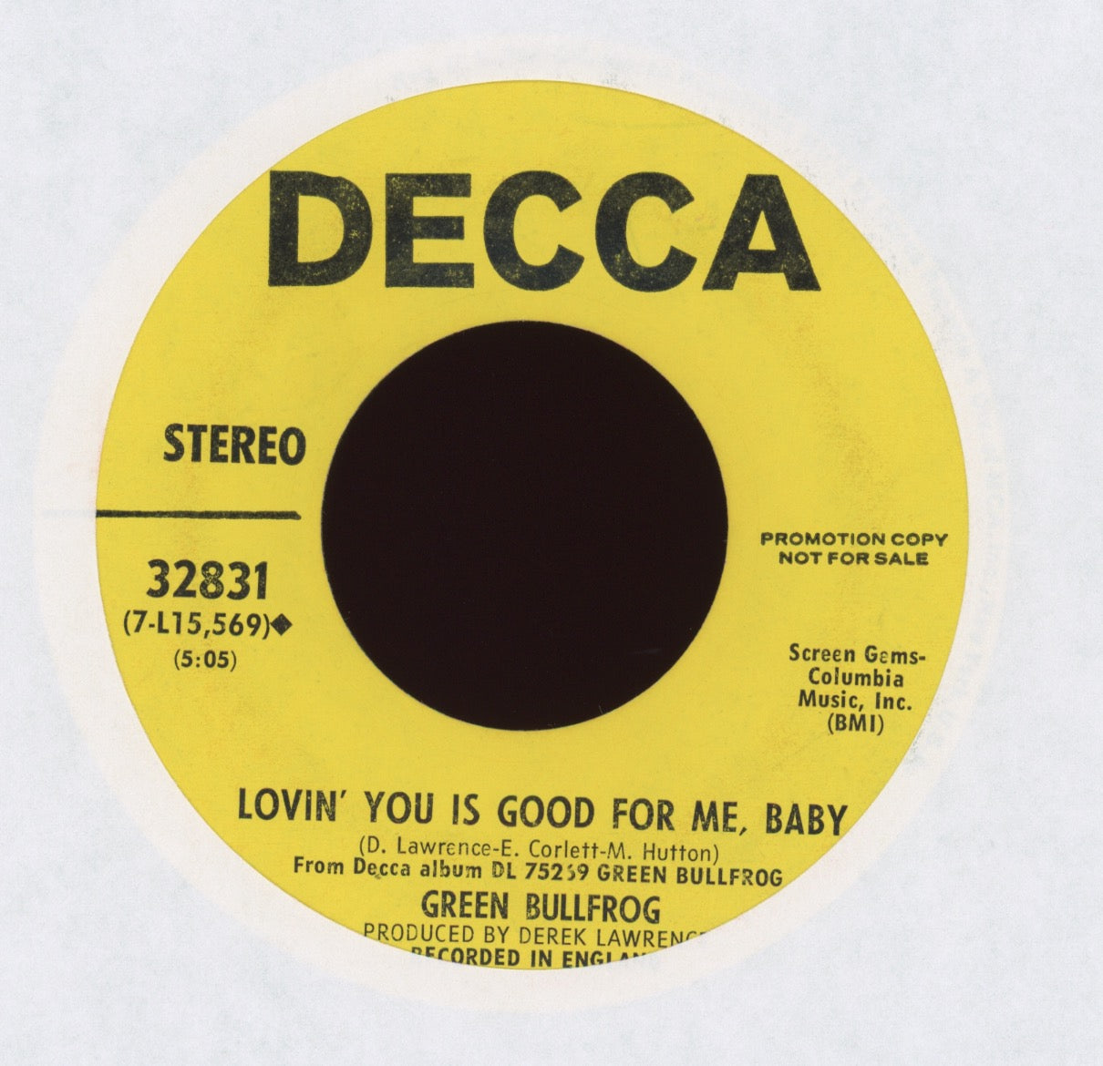 Green Bullfrog - My Baby Left Me on Decca Promo