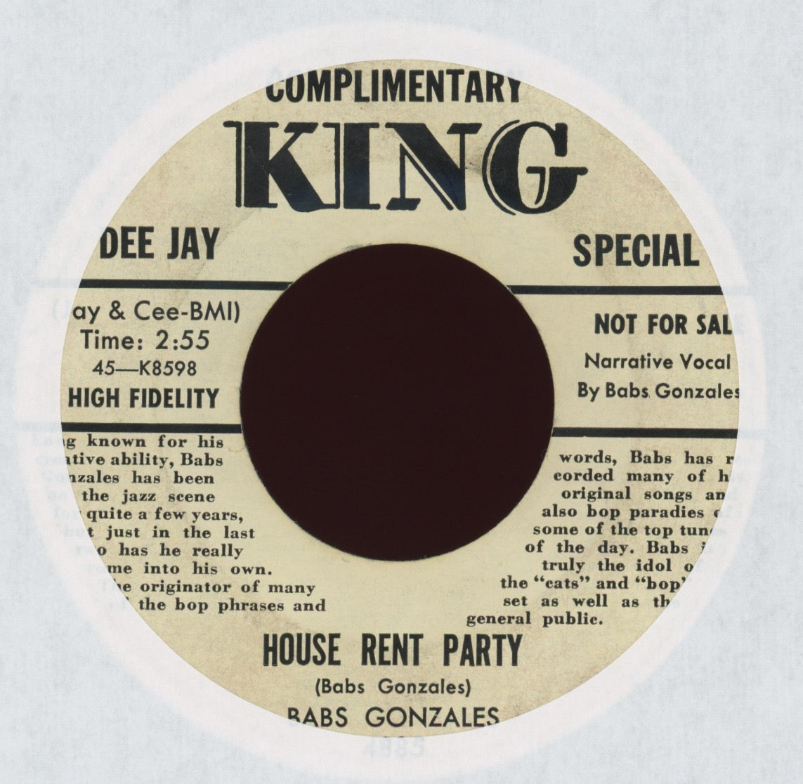 Babs Gonzales - House Rent Party on King Bio Promo