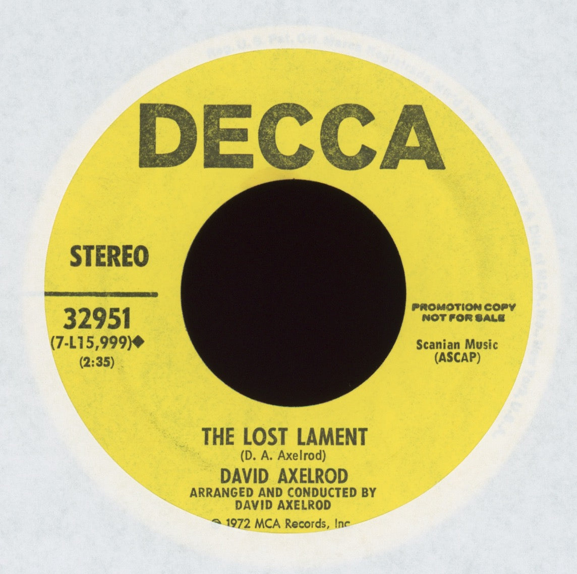 David Axelrod - The Lost Lament on Decca Promo