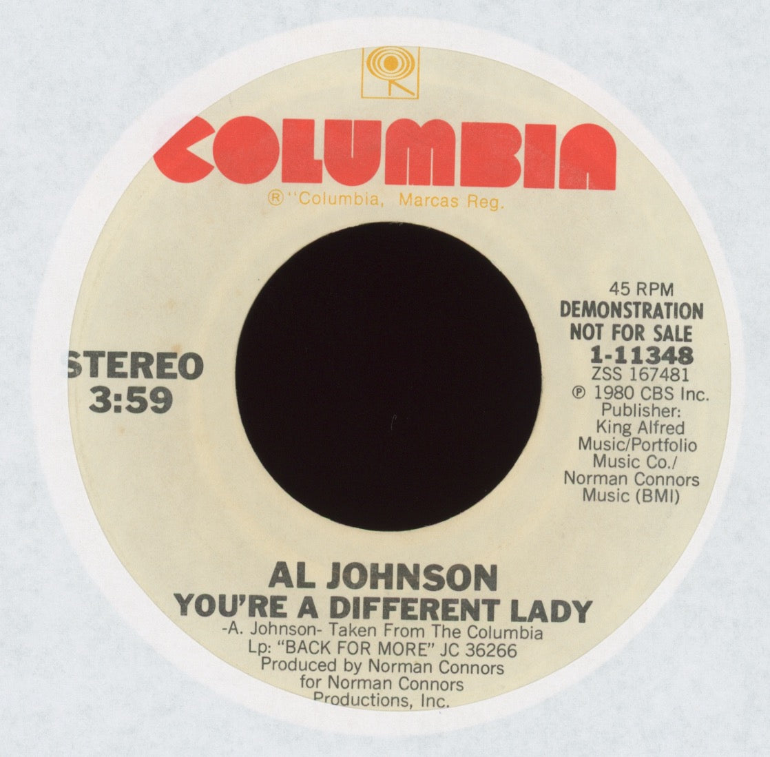 Al Johnson - You're A Different Lady on Columbia Promo