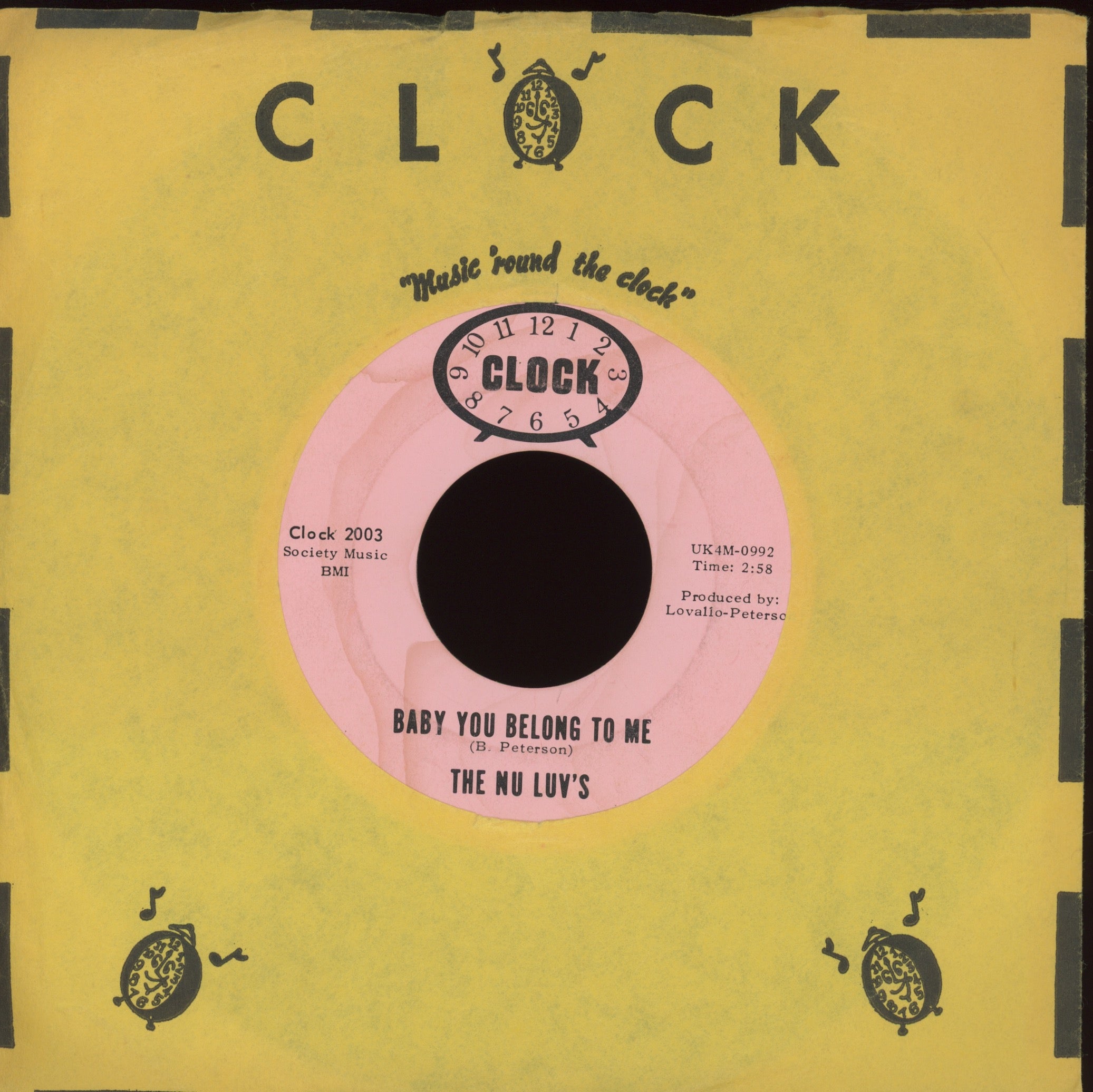 The Nu-Luvs - Baby You Belong to Me on Clock