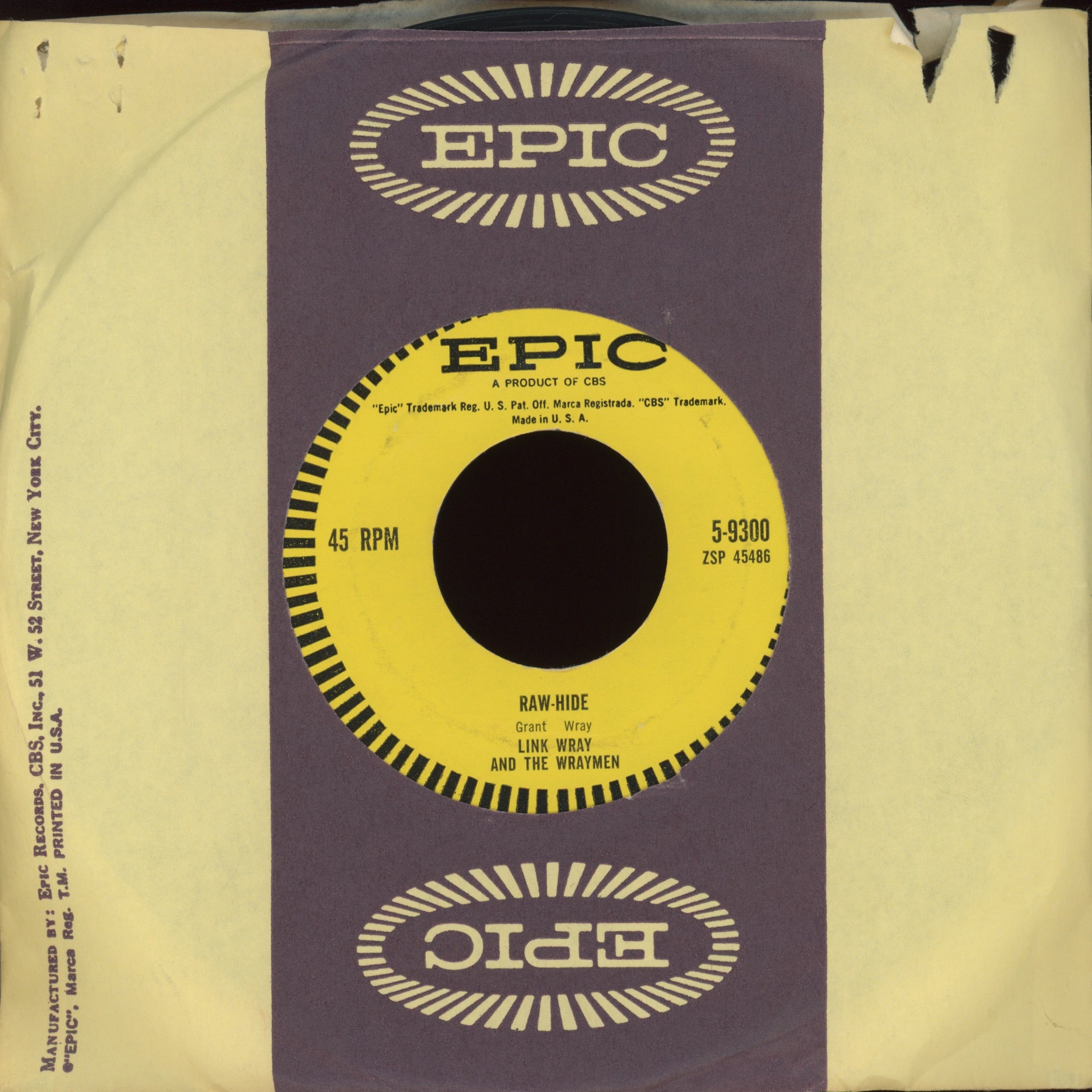 Link Wray And His Ray Men - Raw-Hide on Epic