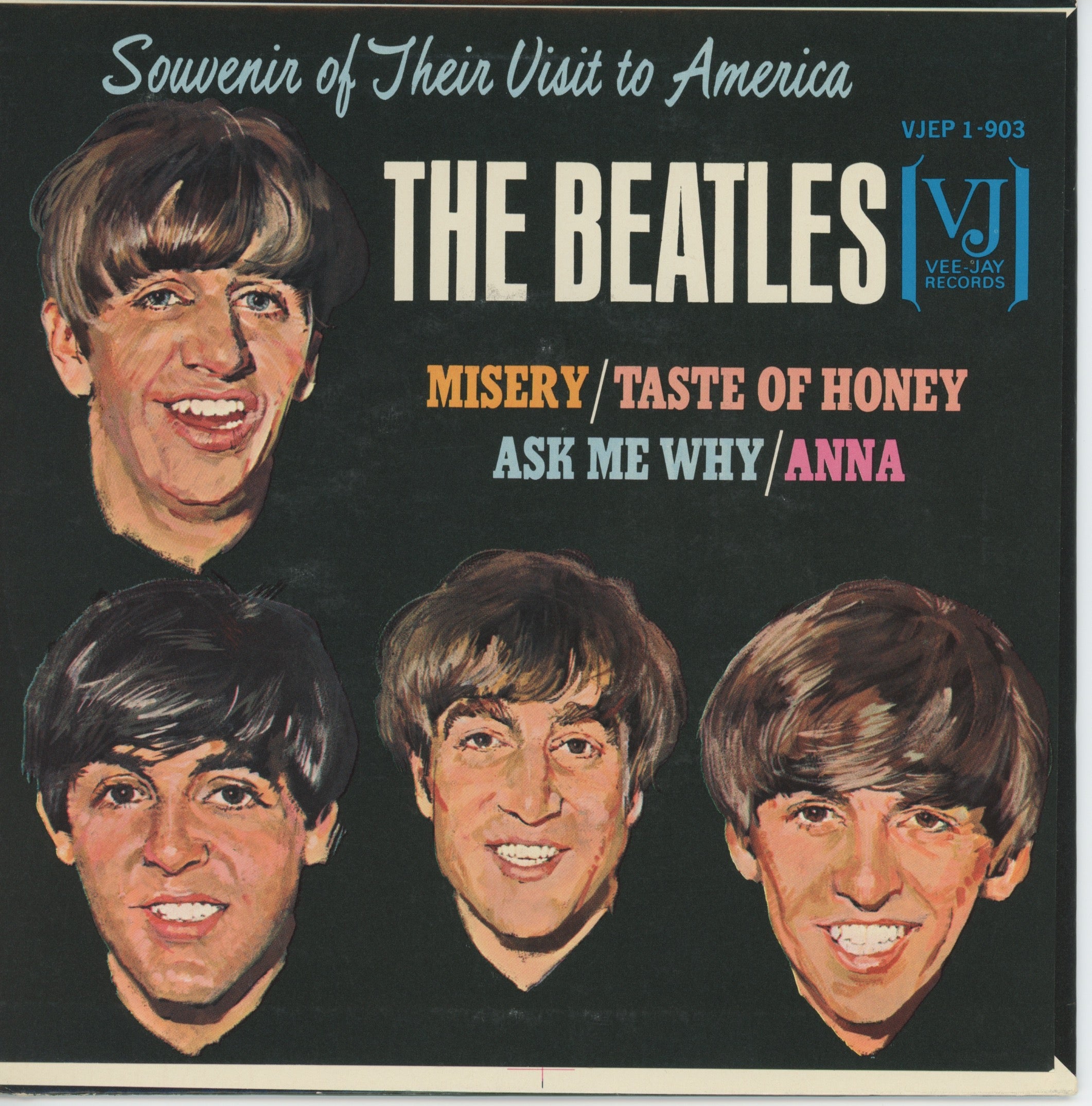 The Beatles - Souvenir Of Their Visit To America on Vee Jay EP With Cover