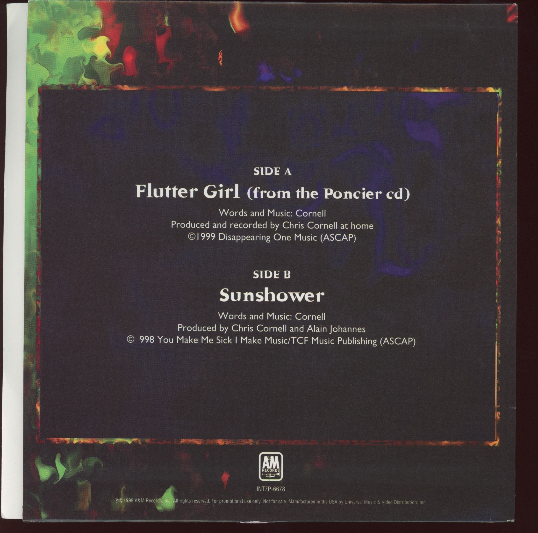 Chris Cornell - Flutter Girl / Sunshower on A&M Green Vinyl Promo