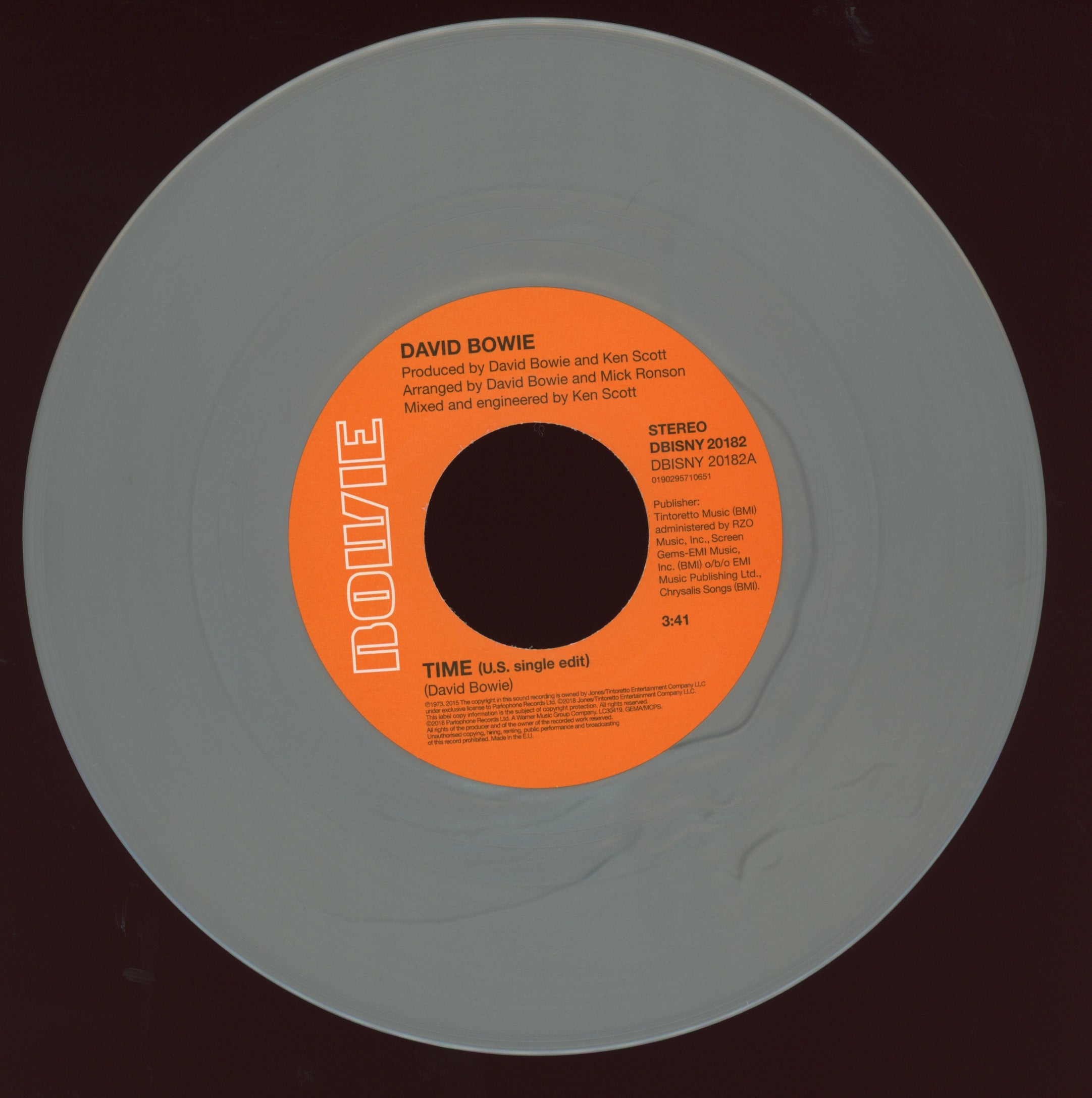 David Bowie - Time b/w The Prettiest Star on Parlophone Silver Vinyl Brooklyn Museum Exclusive