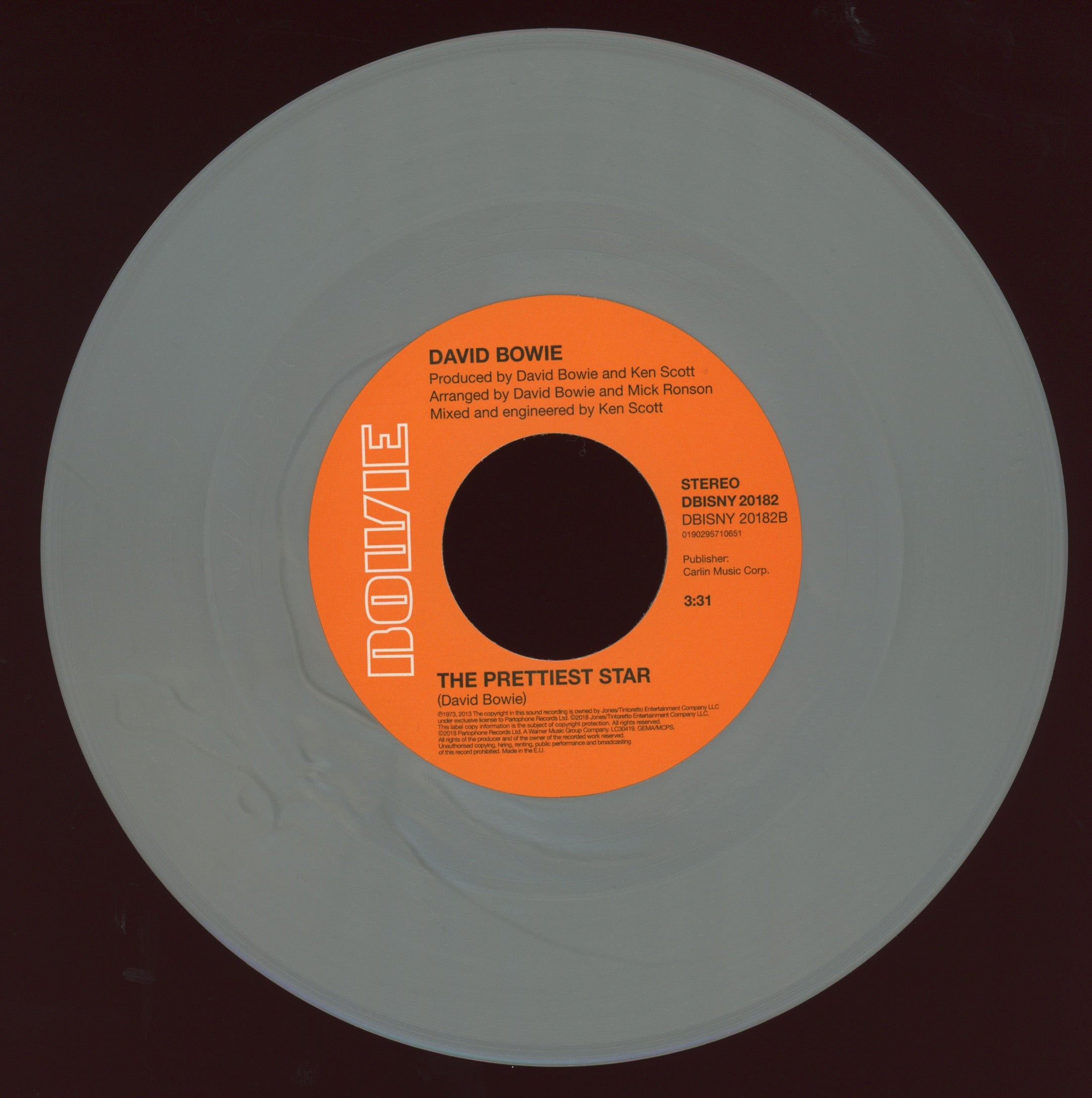 David Bowie - Time b/w The Prettiest Star on Parlophone Silver Vinyl Brooklyn Museum Exclusive
