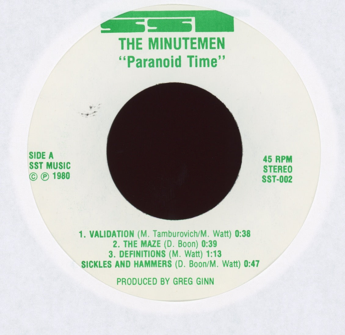 Minutemen - Paranoid Time on SST 1980's Repress