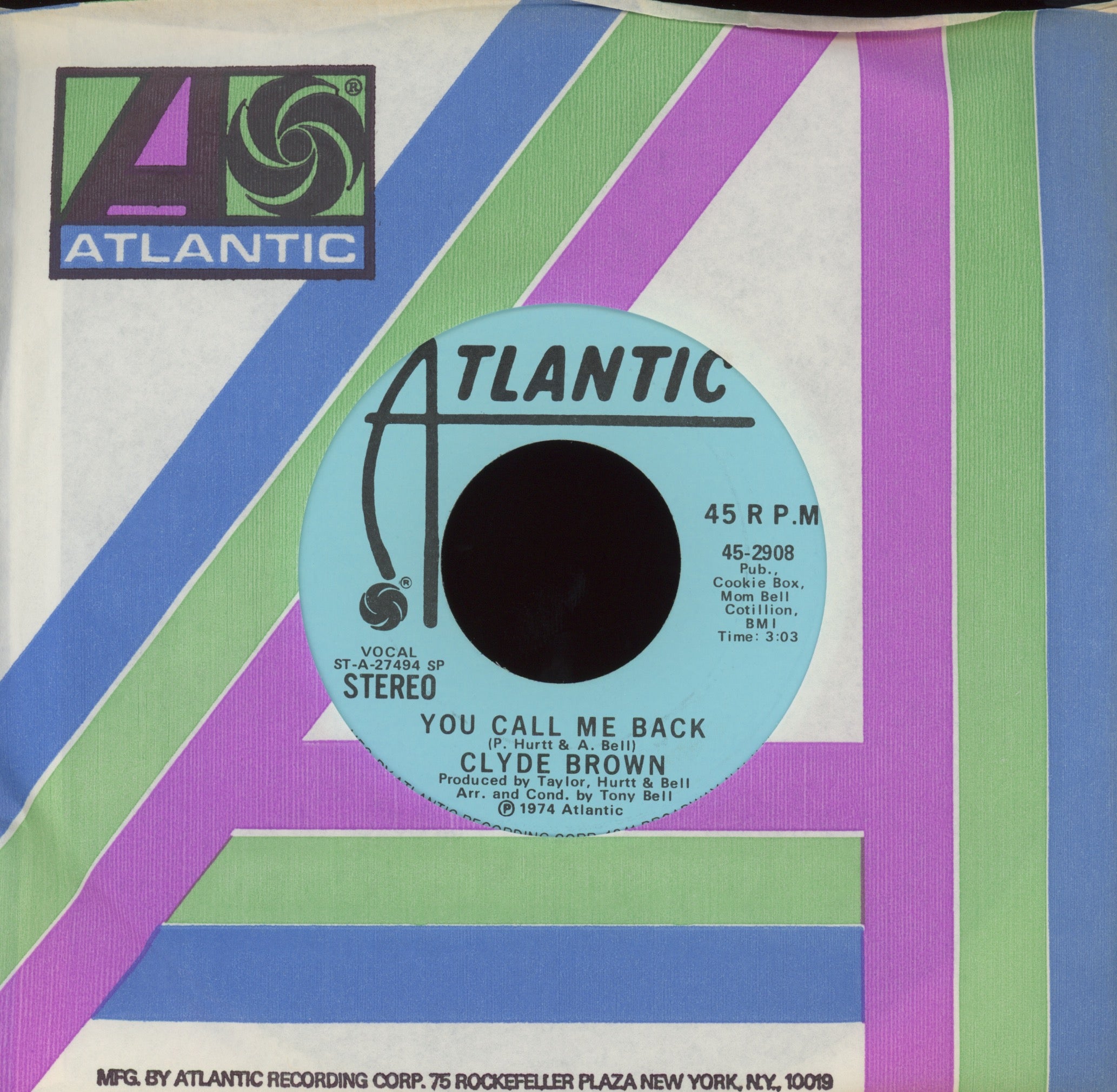 Clyde Brown - You Call Me Back on Atlantic Mono Stereo Promo