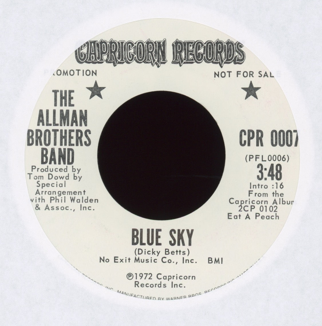 The Allman Brothers Band - Blue Sky / Melissa on Capricorn Promo