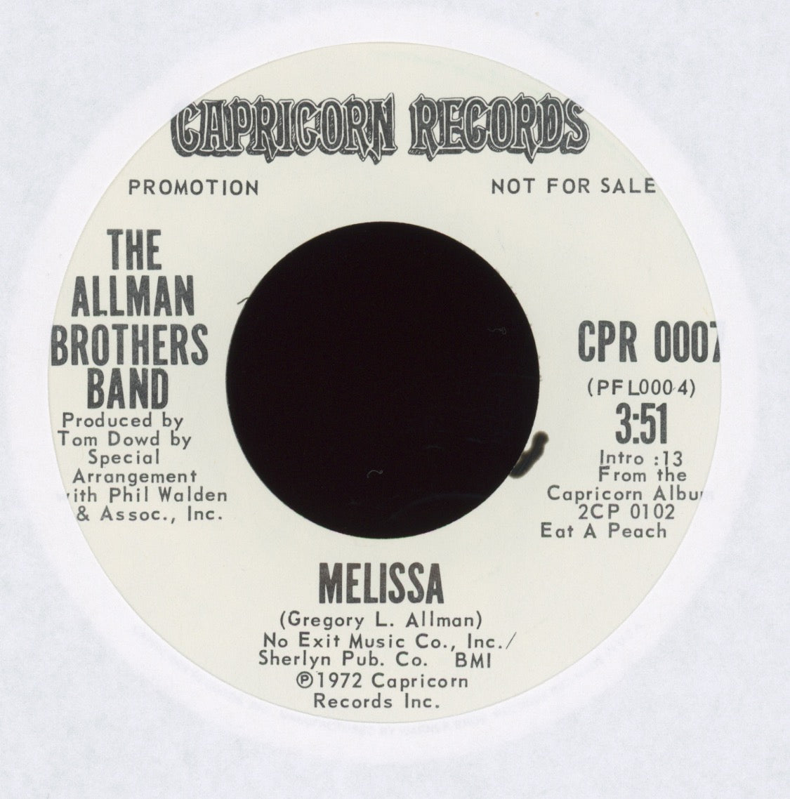 The Allman Brothers Band - Blue Sky / Melissa on Capricorn Promo