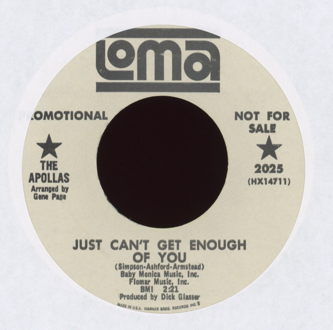 The Apollas - Just Can't Get Enough Of You on Loma Promo