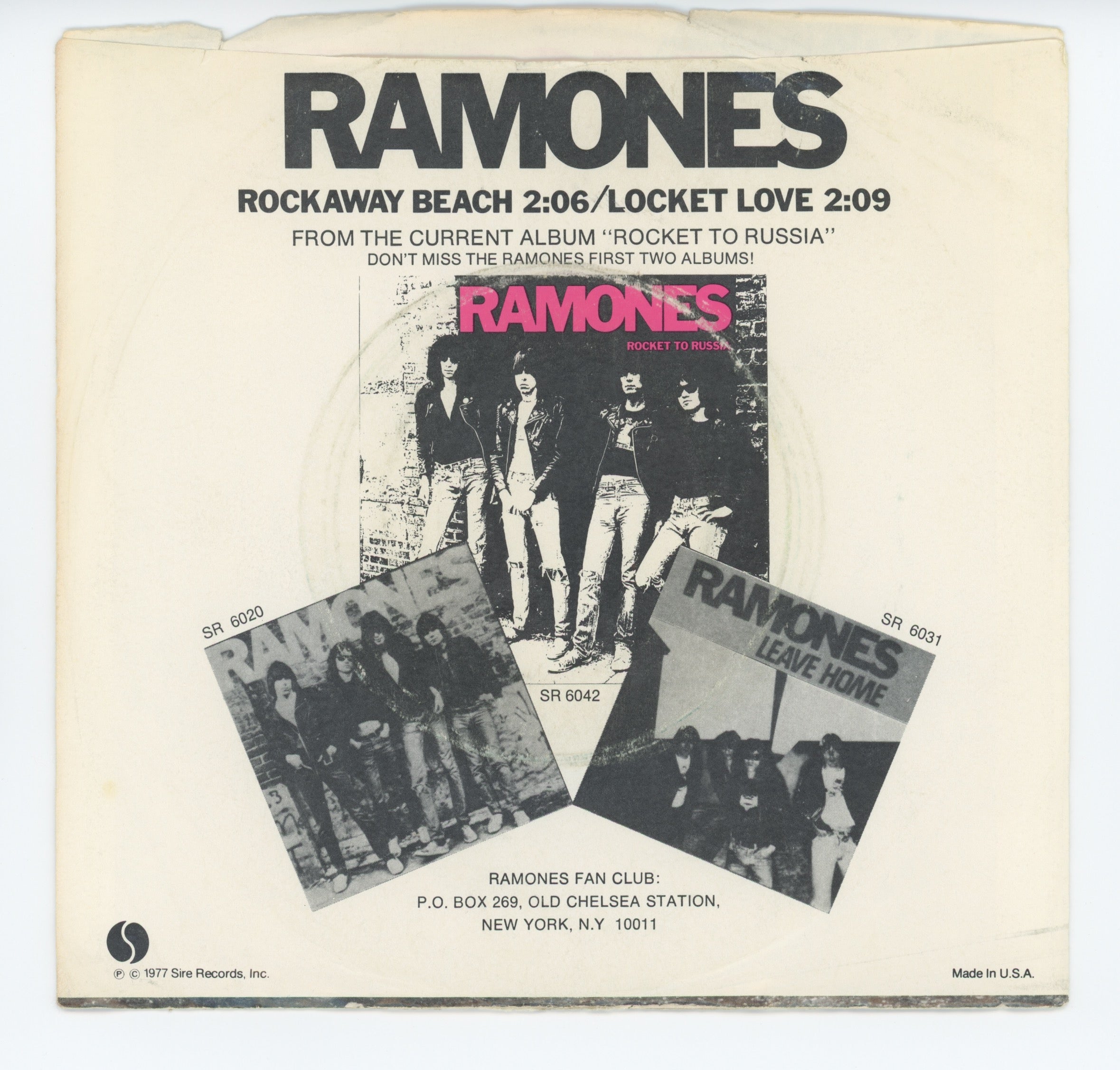 Ramones - Rockaway Beach on Sire Promo
