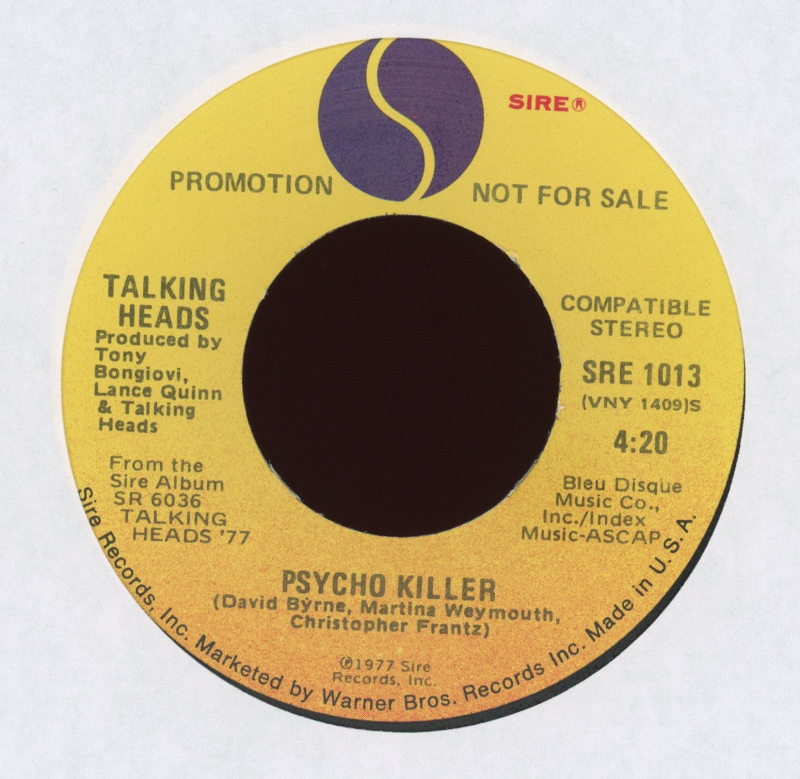 Talking Heads - Psycho Killer on Sire Promo