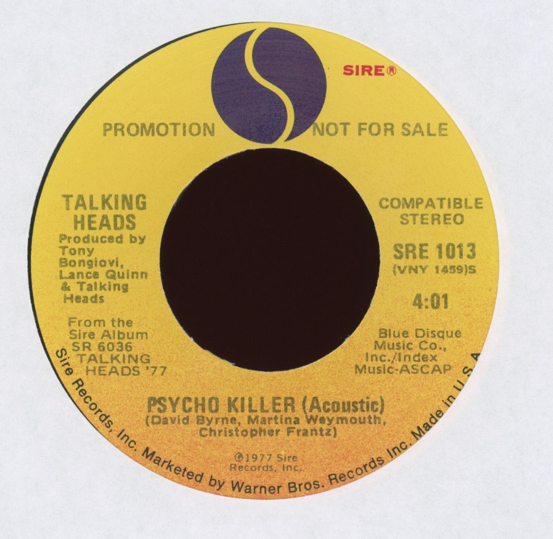Talking Heads - Psycho Killer on Sire Promo