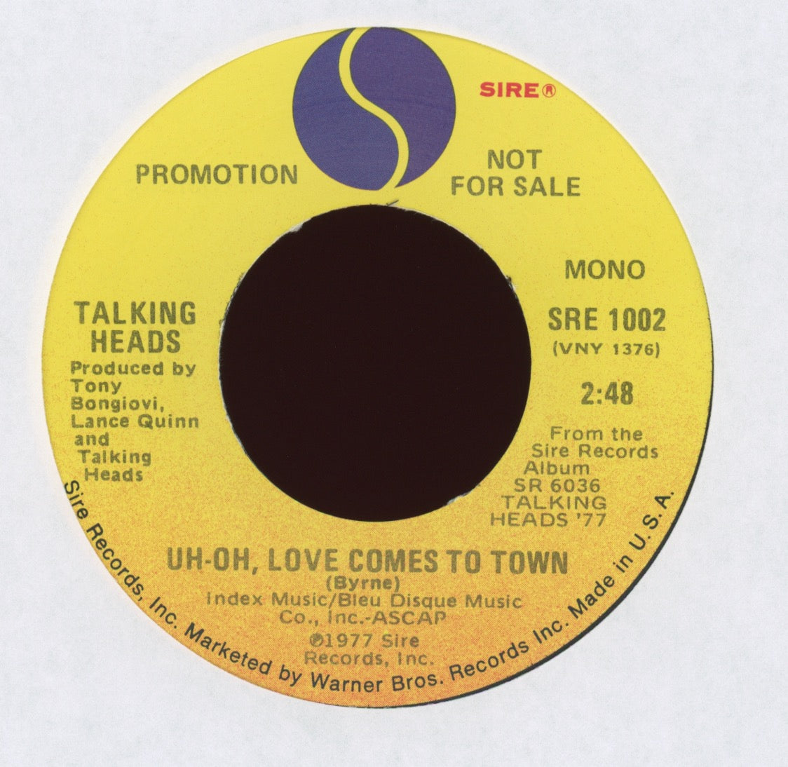 Talking Heads - Uh-oh, Love Comes To Town on Sire Promo