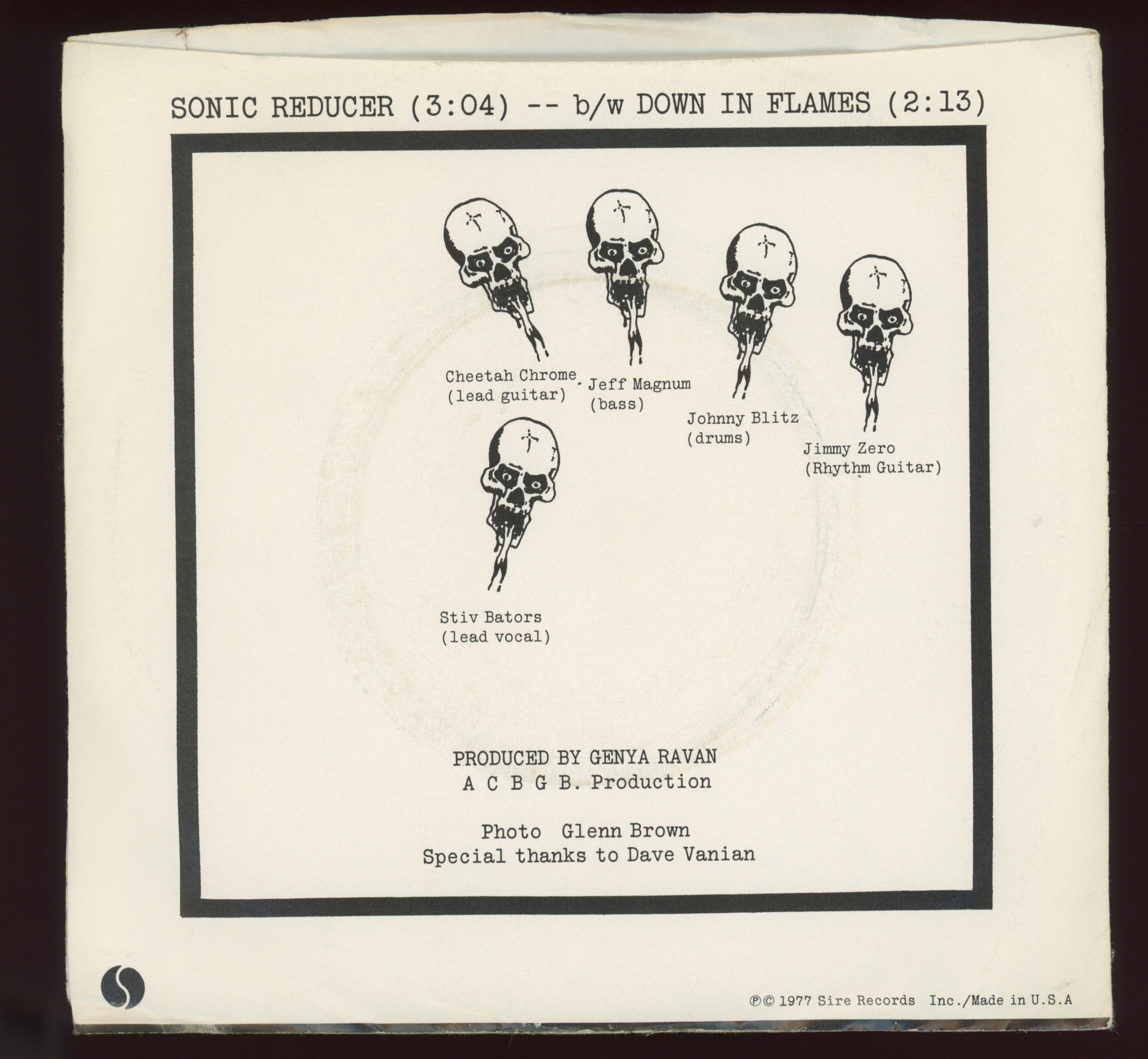 The Dead Boys - Sonic Reducer on Sire Promo