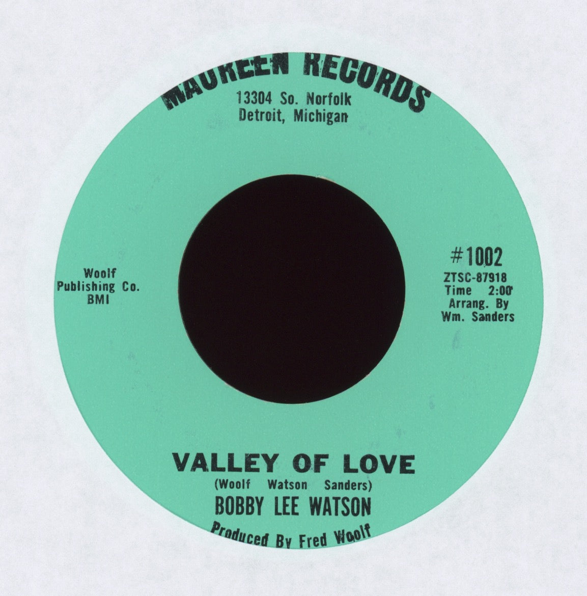 Bobby Lee Watson - Valley Of Love on Maureen