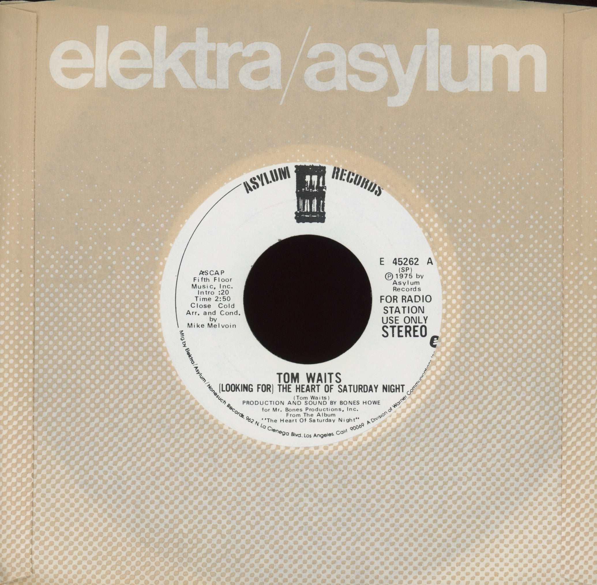Tom Waits - (Looking For) The Heart Of Saturday Night on Elektra Promo