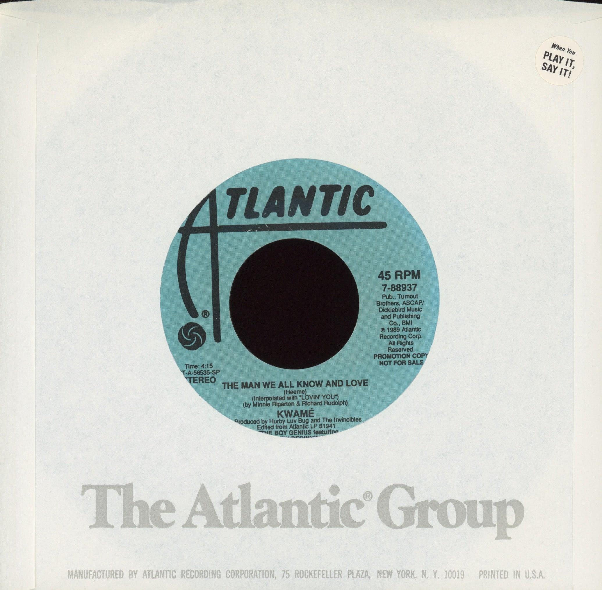 Kwamé - The Man We All Know And Love on Atlantic Promo