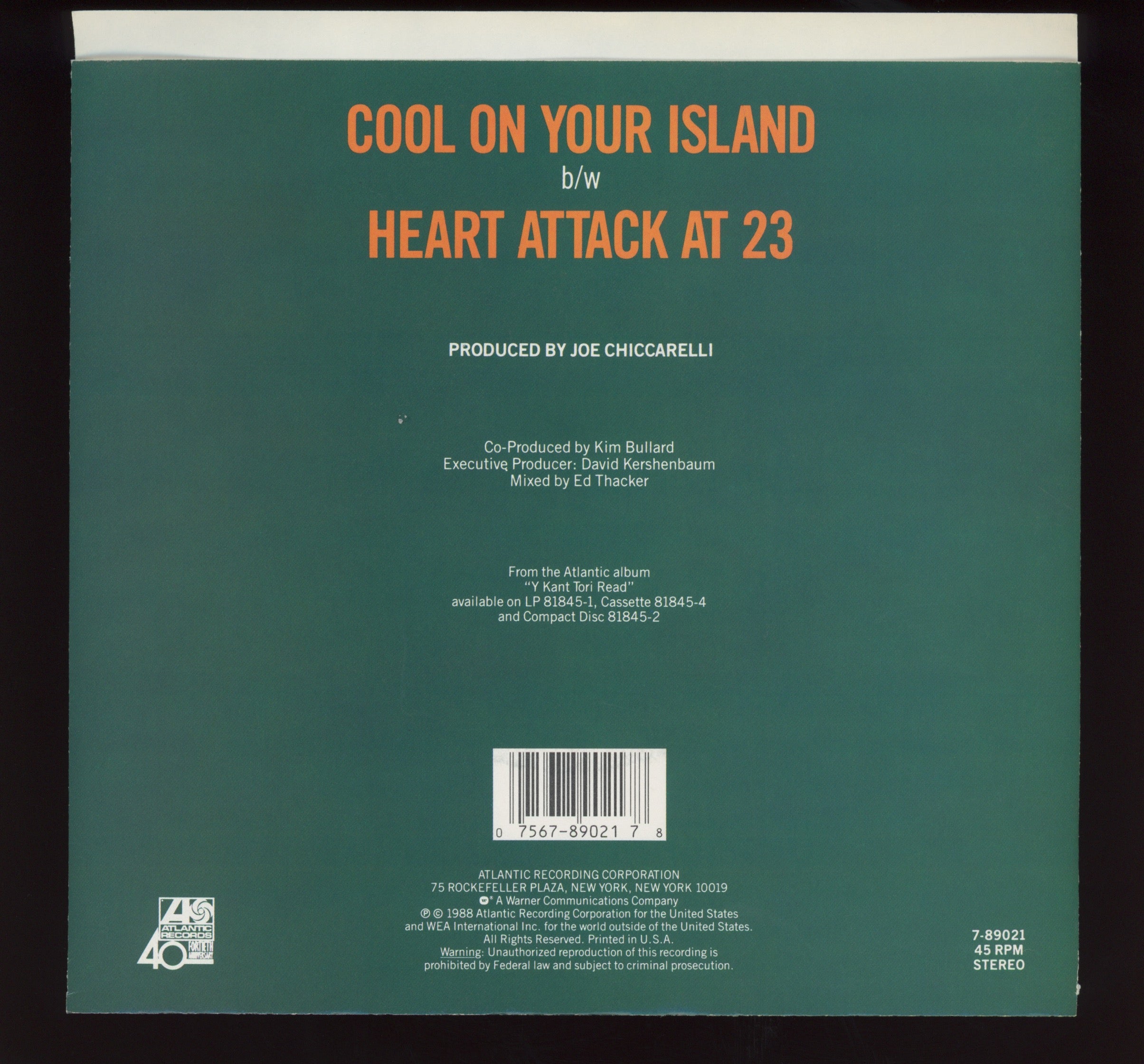 Y Kant Tori Read - Cool On Your Island on Atlantic Promo