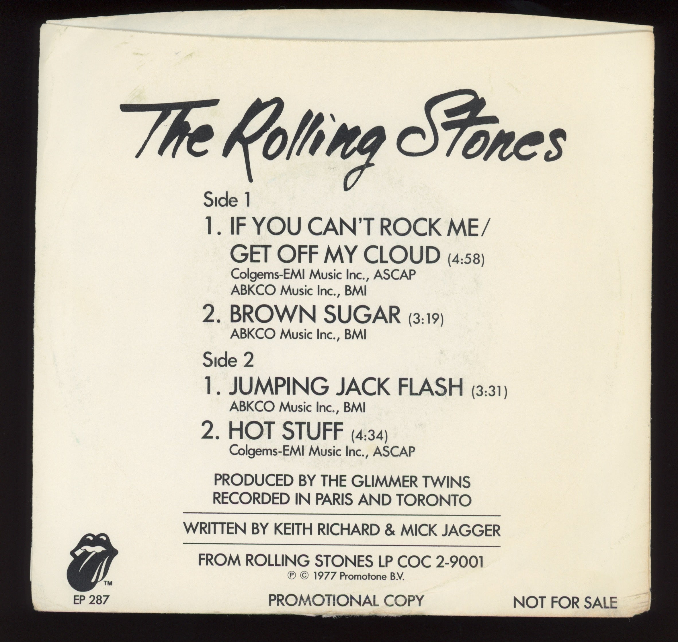 The Rolling Stones -  Rare Promo EP Sampler from the Love You Live LP