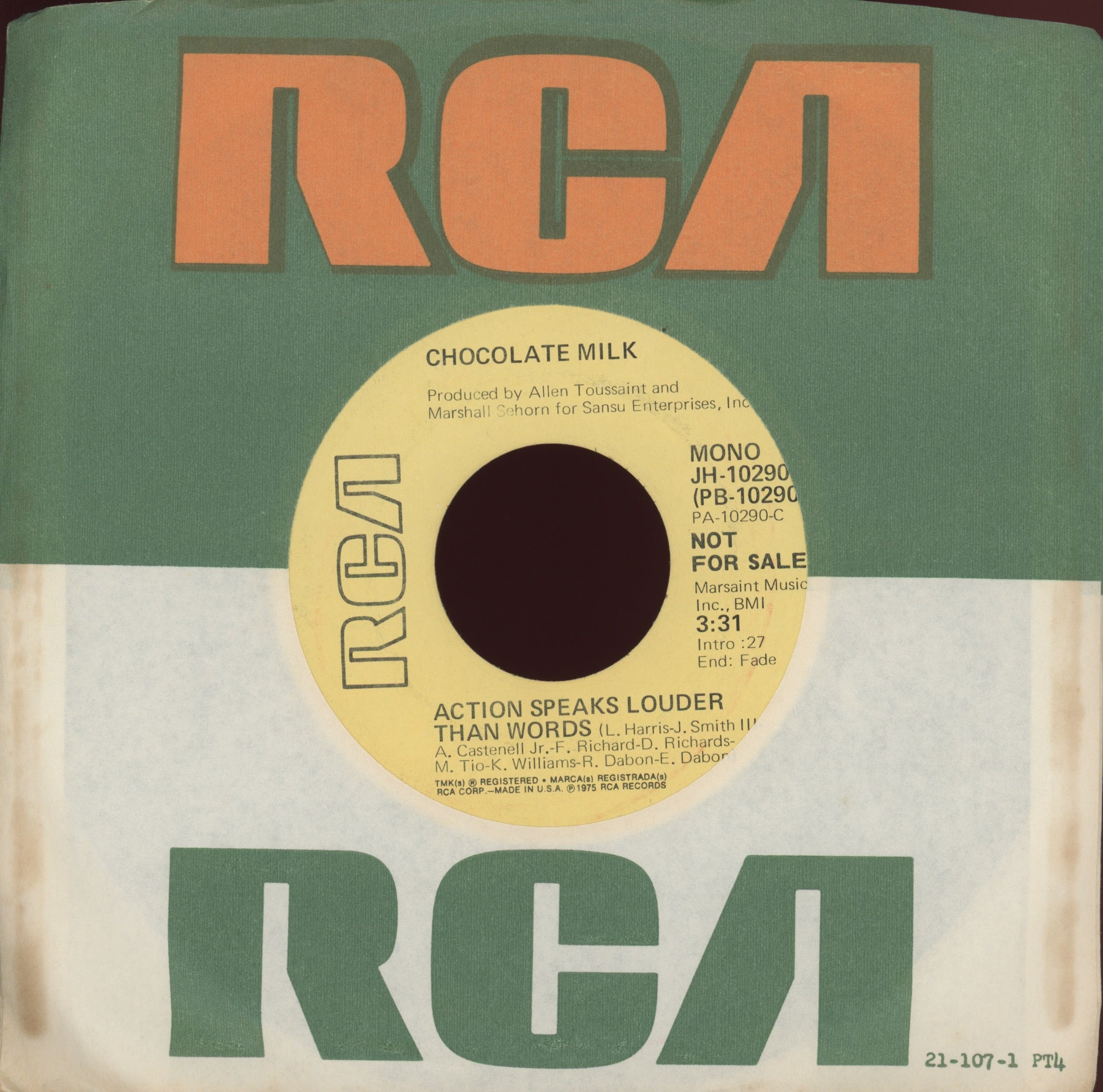 Chocolate Milk - Action Speaks Louder Than Words on RCA Promo